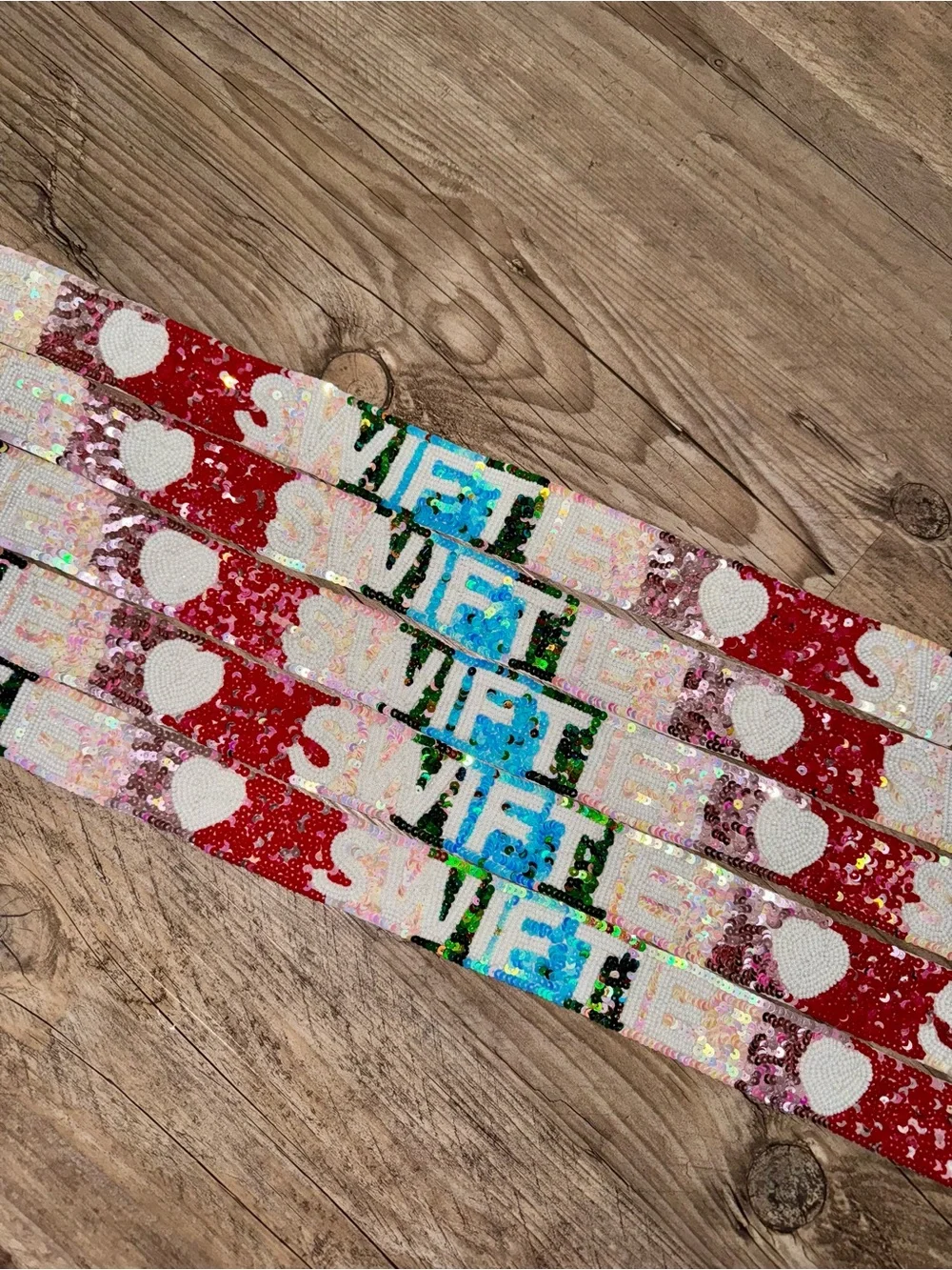 Sequin 'SWIFTIE” Multicolor Ombré Lovers Era Beaded Purse Strap